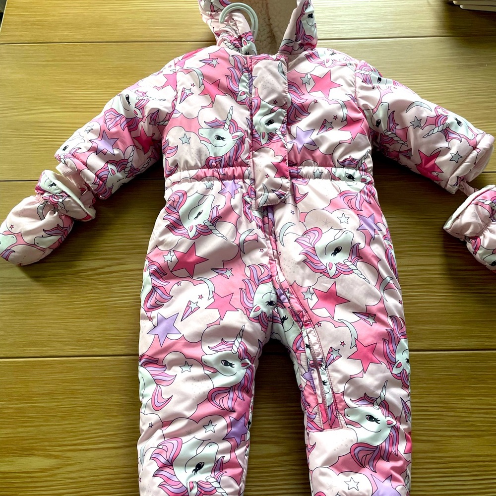 6-9 kids winter suit, unicorn print